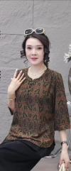 New arrivals for Spring/Autumn 2025 women's mid-sleeved tops: Trendy, simple and fashionable middle-aged clothing in sizes ranging from XL to 3XL Application Scenario
